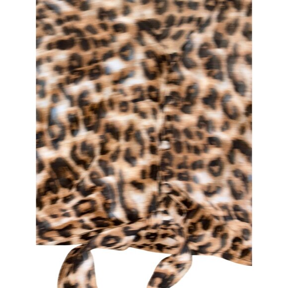 Newbury Kustom Womens Cropped Semi Sheer Animal Print Blouse-Size Small-GUC - Picture 6 of 8
